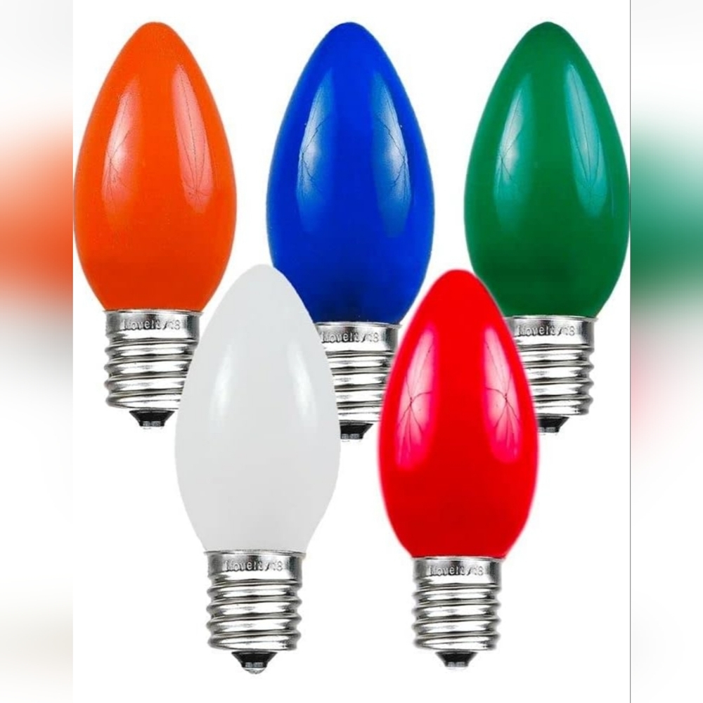 Novelty Lights 25 Pack C9 Ceramic Outdoor Christmas Replacement Bulbs